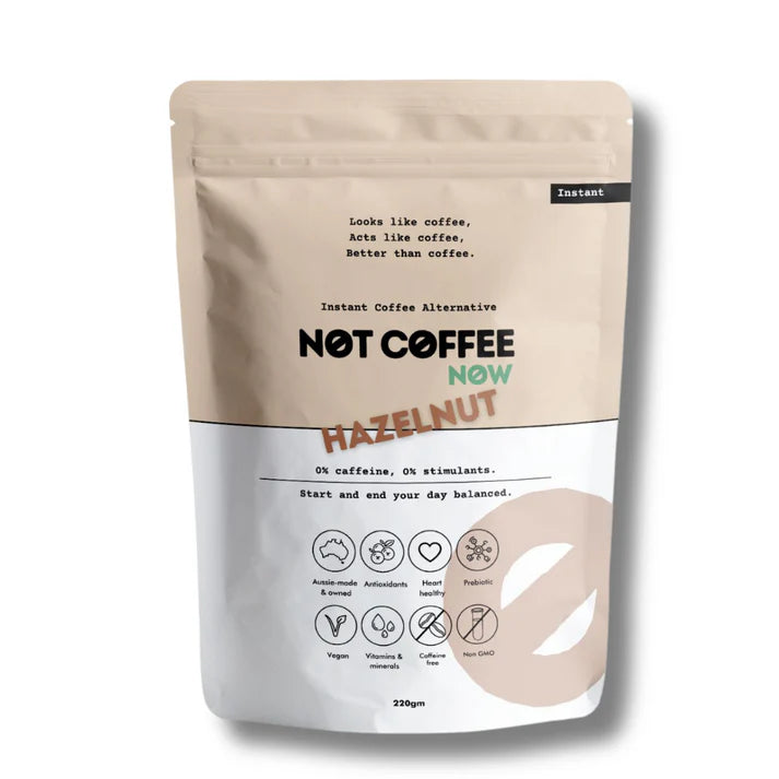 Not Coffee Now Hazelnut Instant Coffee Alternative 220g - Caffeine-Free Gut Booster