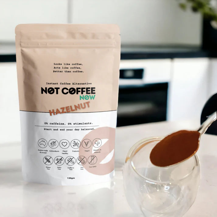 Not Coffee Now Hazelnut Instant Coffee Alternative 220g - Caffeine-Free Gut Booster