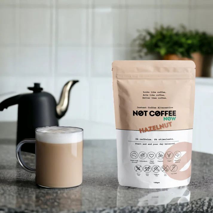 Not Coffee Now Hazelnut Instant Coffee Alternative 220g - Caffeine-Free Gut Booster