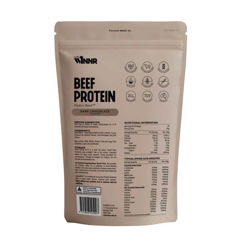 ONE W1NNR Hydrolysed Beef Protein Isolate Dark Chocolate 500g