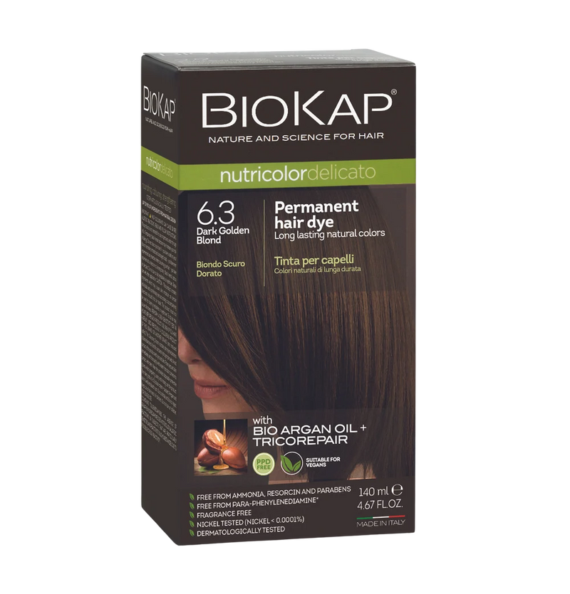 BIOKAP Nutricolor Delicato 6.3 Dark Golden Blond Permanent Hair Dye 140ml
