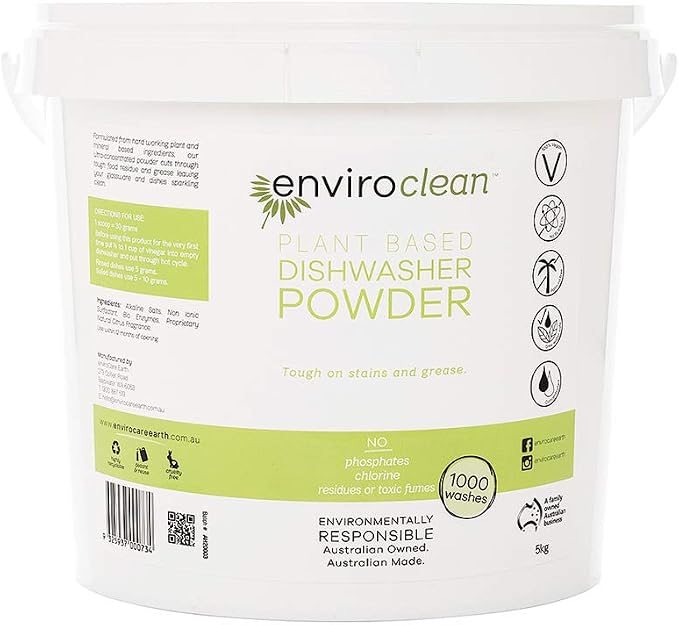 EnviroClean Dishwasher Powder 5kg – Eco-Friendly Concentrated Dishwashing Detergent for Sparkling Clean Dishes