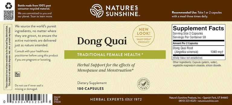 Natures Sunshine Dong Quai 100 Hard Capsules