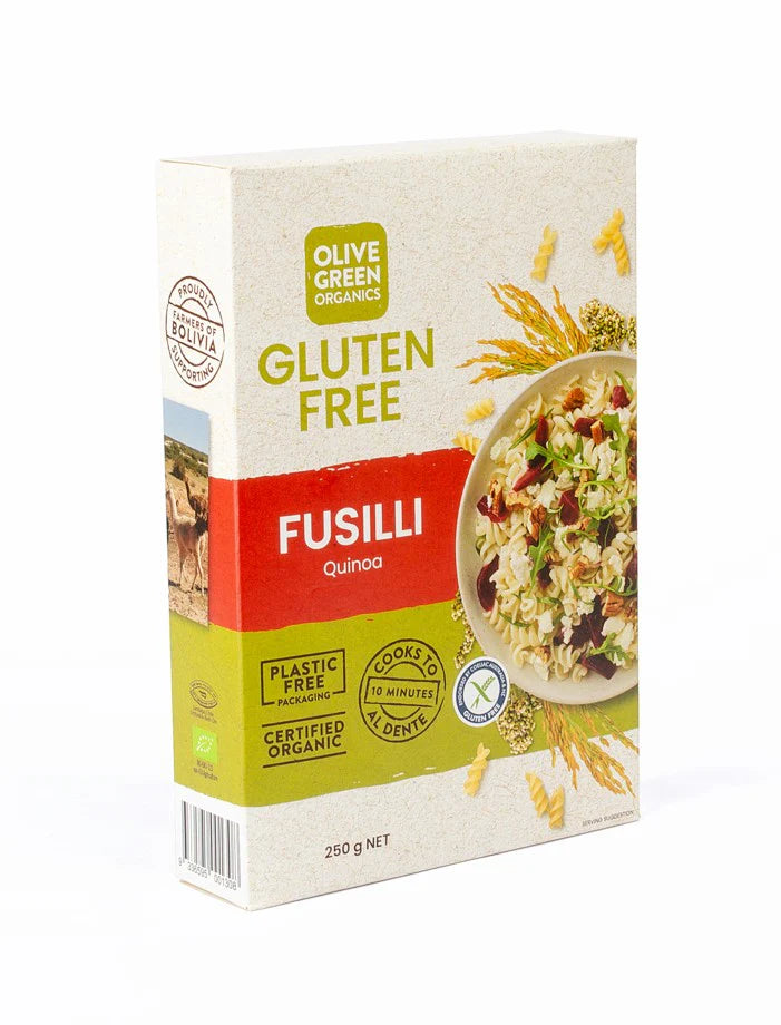 Olive Green Organics Fusilli Quinoa & Rice Pasta 250g – Gluten Free Spiral Pasta
