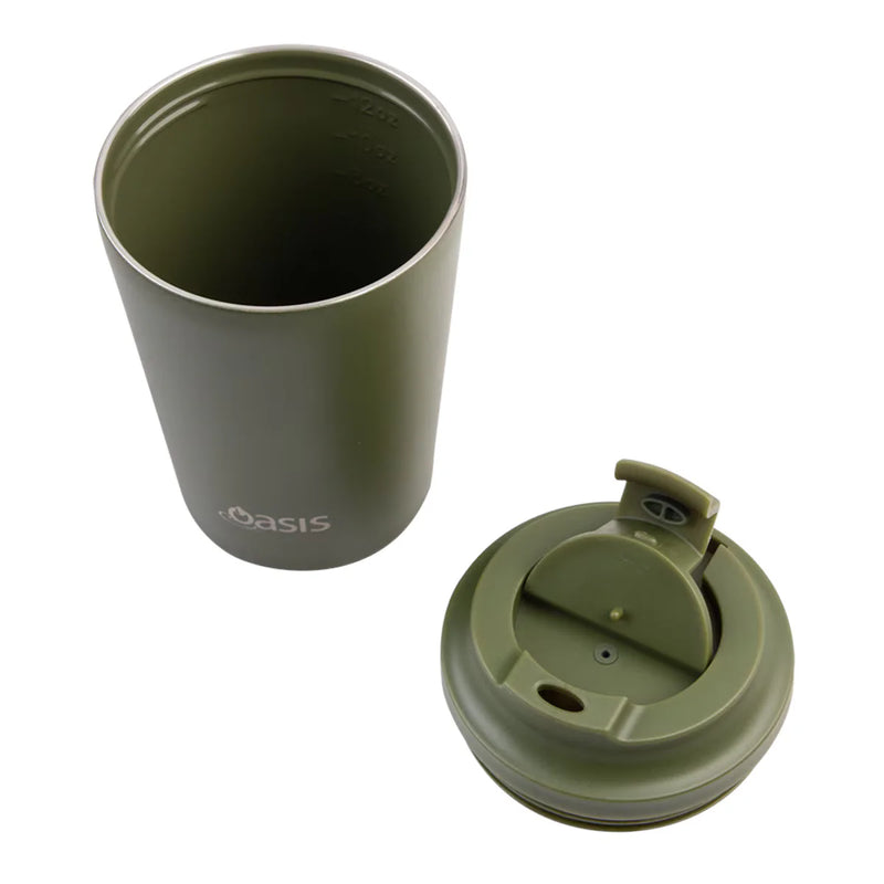 Oasis Ceramic Lined S/S D/Wall Insulated Coffee Cup Forest Green 360ml