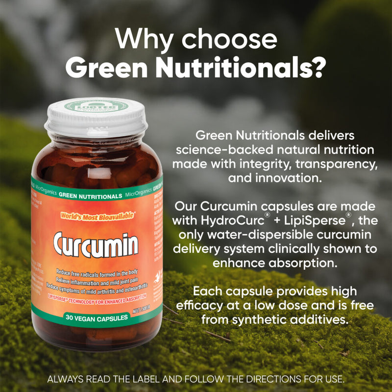 Green Nutritionals Bioavailable Curcumin 30 Vegan Capsules - High Absorption Antioxidant for Joint Pain & Inflammation Relief