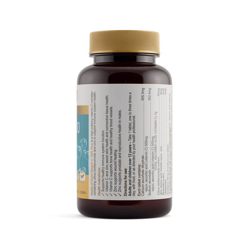 HERBS OF GOLD Vitamin C 1000 Plus Zinc and Bioflavonoids