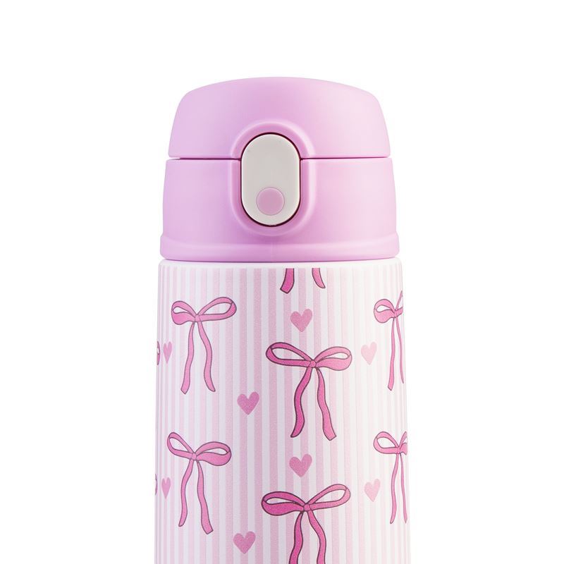 Oasis Stainless Steel Double Wall Insulated Kids Drink Bottle with Sipper Straw 550ml (BOWS & HEARTS)