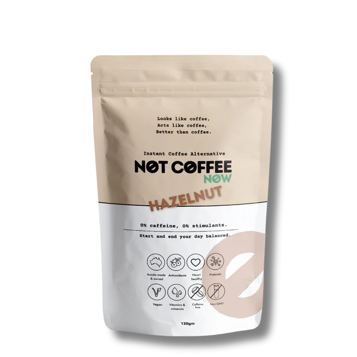 Not Coffee Now Hazelnut Instant Coffee Alternative 120g - Caffeine-Free Gut Booster