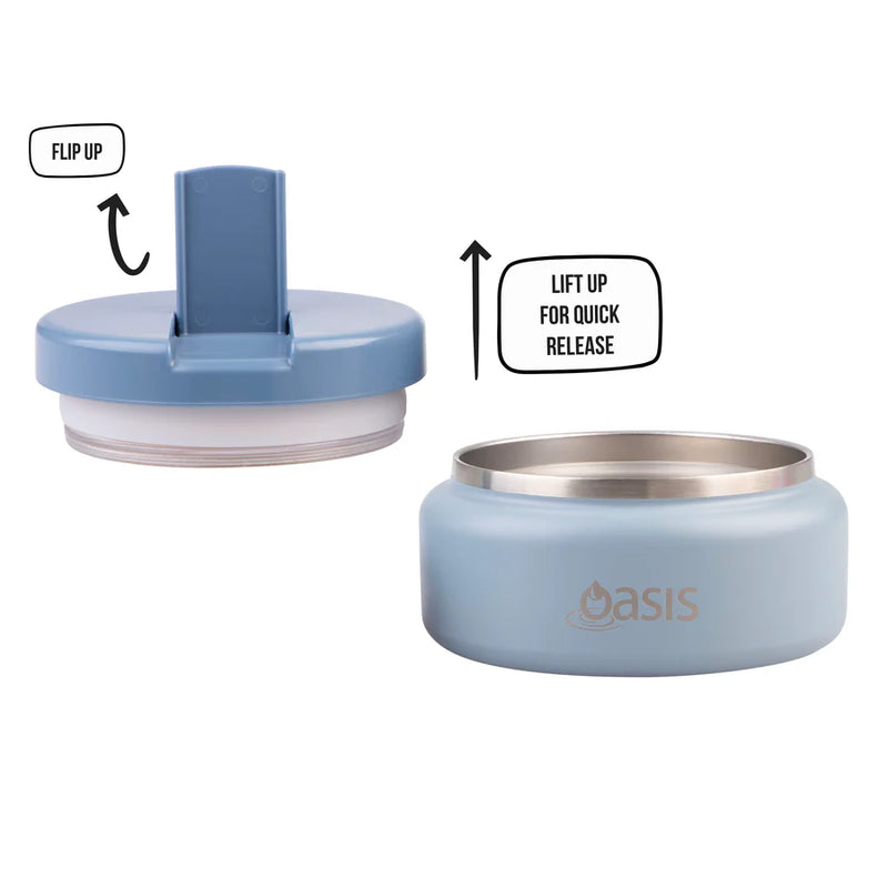 Oasis Double Wall Food Flask Quick Release lid Hazy Blue 230ml