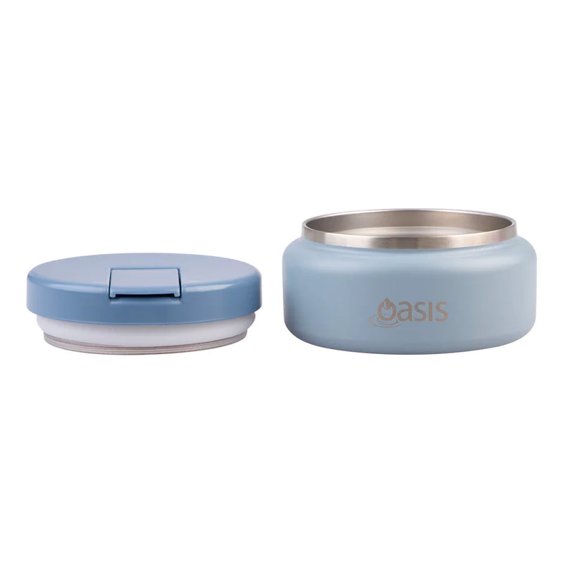 Oasis Double Wall Food Flask Quick Release lid Hazy Blue 230ml