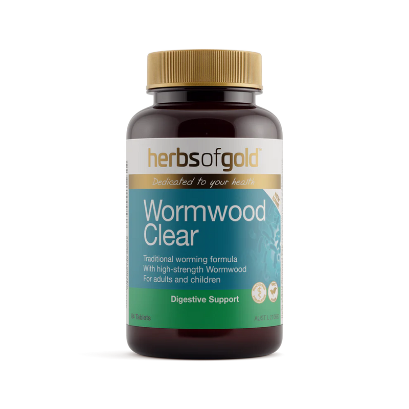 Herbs of Gold Wormwood Clear 84 Tablets - Natural Vermifuge Worming Formula for Adults & Kids