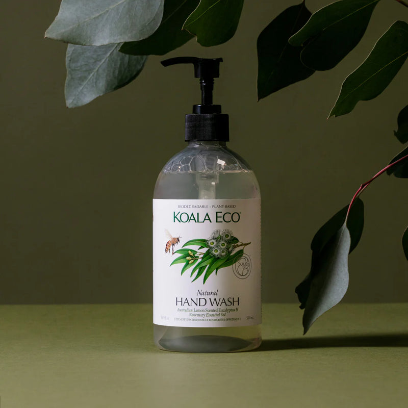 Koala Eco Natural Hand Wash With Lemon, Eucalyptus + Rosemary 500ml | Biodegradable, Plant Based, Australian Made,