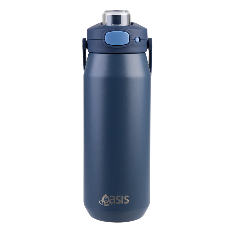 Oasis Ceramic Lined S/S Wall T/Wall INS. Capri Drink Bottle W/ Quick Release Lid 750ml (Indigo)