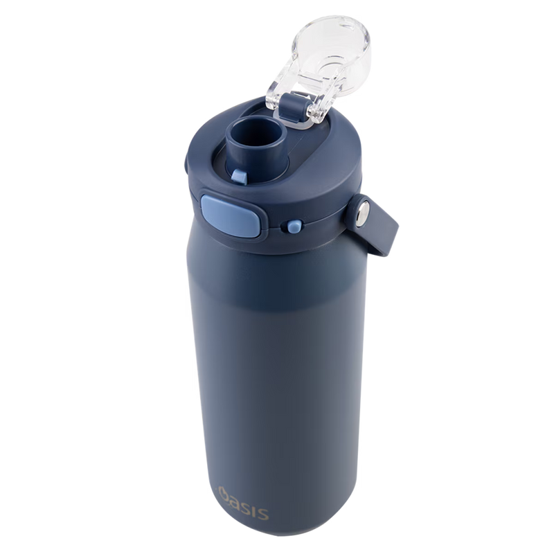 Oasis Ceramic Lined S/S Wall T/Wall INS. Capri Drink Bottle W/ Quick Release Lid 750ml (Indigo)