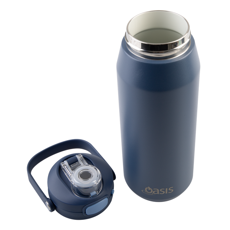 Oasis Ceramic Lined S/S Wall T/Wall INS. Capri Drink Bottle W/ Quick Release Lid 750ml (Indigo)