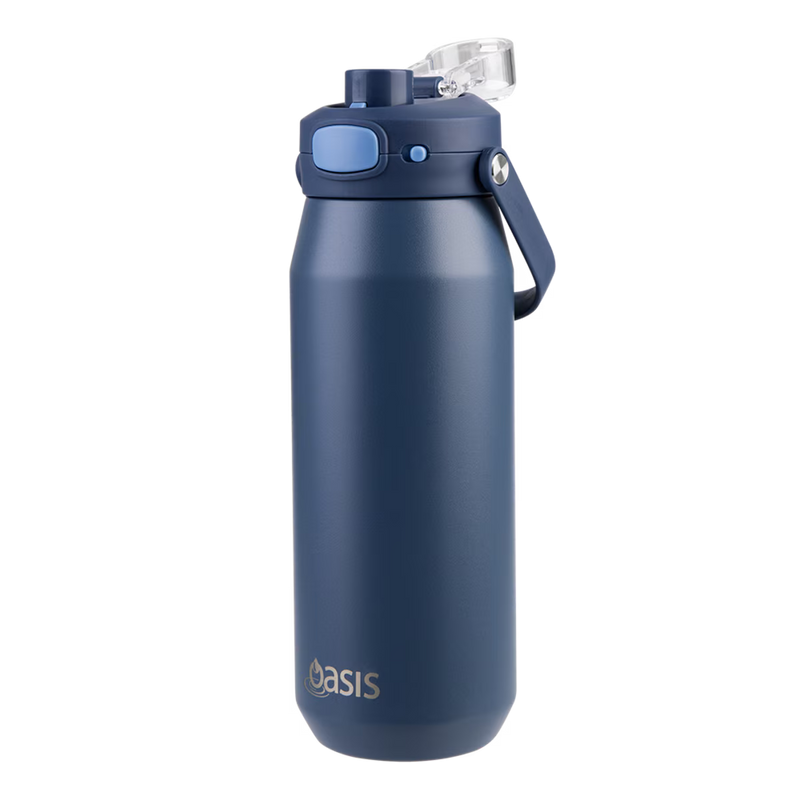 Oasis Ceramic Lined S/S Wall T/Wall INS. Capri Drink Bottle W/ Quick Release Lid 750ml (Indigo)