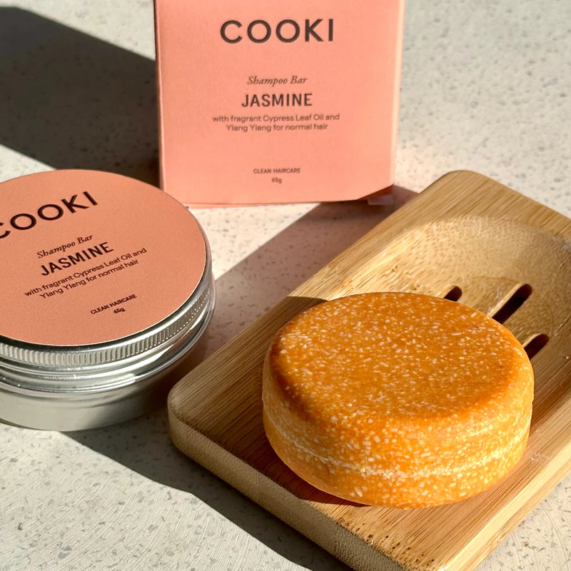 Cooki Haircare Jasmine & Cypress Shampoo Bar With Tin 65g