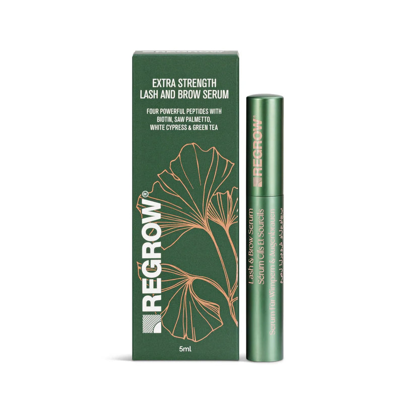 Regrow Natural Extra Strength Lash & Brow Serum With Biotin, Saw Palmetto, White Cypress & Green Tea 5ml | Vegan Friendly, Cruelty Free, Australian Made