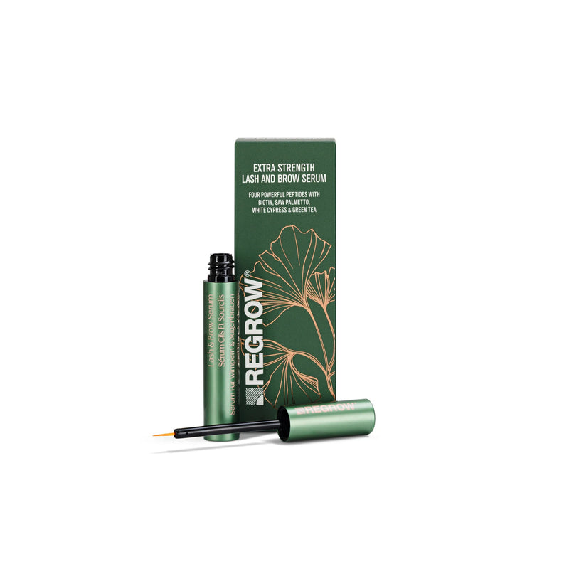 Regrow Natural Extra Strength Lash & Brow Serum With Biotin, Saw Palmetto, White Cypress & Green Tea 5ml | Vegan Friendly, Cruelty Free, Australian Made
