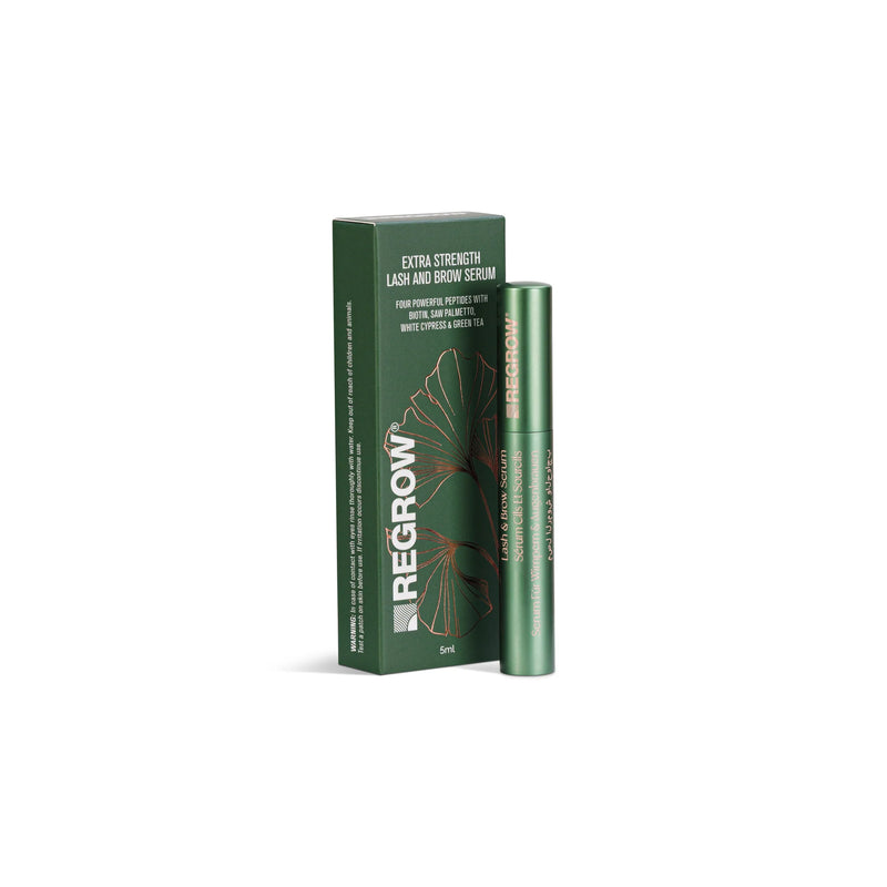 Regrow Natural Extra Strength Lash & Brow Serum With Biotin, Saw Palmetto, White Cypress & Green Tea 5ml | Vegan Friendly, Cruelty Free, Australian Made