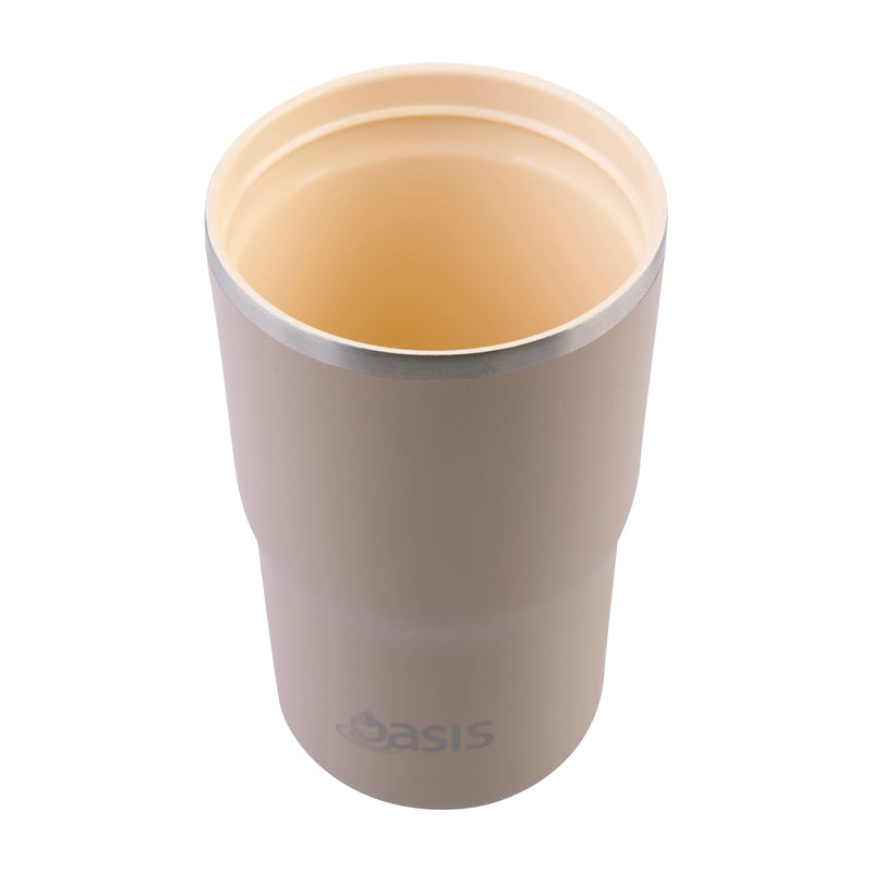 Oasis Ceramic Lined Stainless Steel Double Wall Travel Mug 480ml - Latte