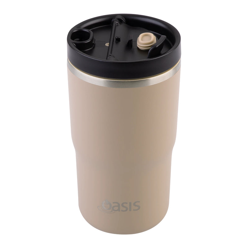 Oasis Ceramic Lined Stainless Steel Double Wall Travel Mug 480ml - Latte