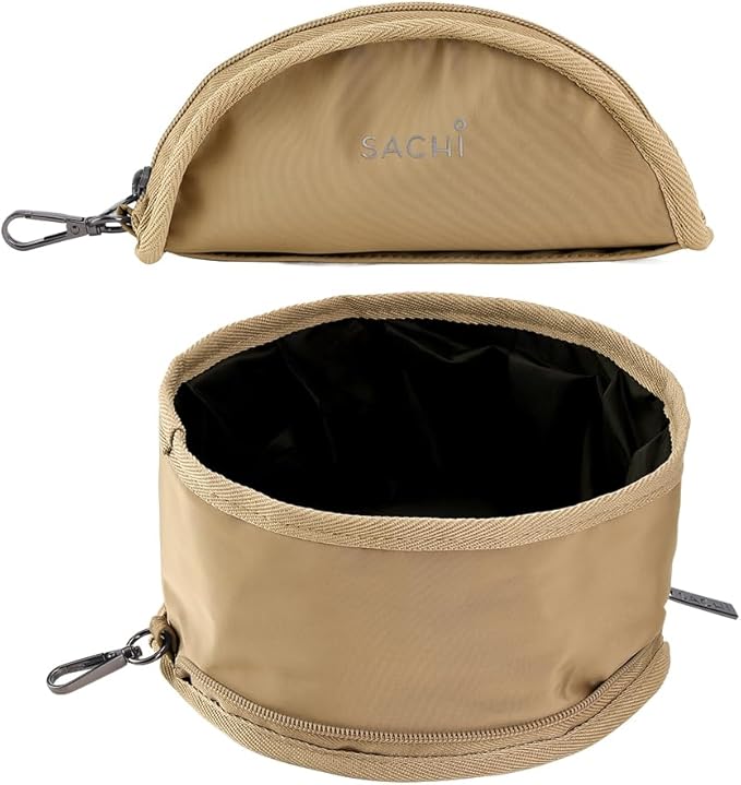 Sachi Pup Bowl Portable Folding Dog Bowl Latte