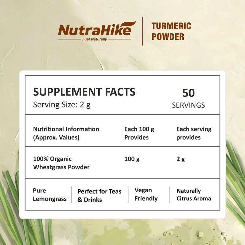 NutraHike Organic Lemongrass Powder 100g