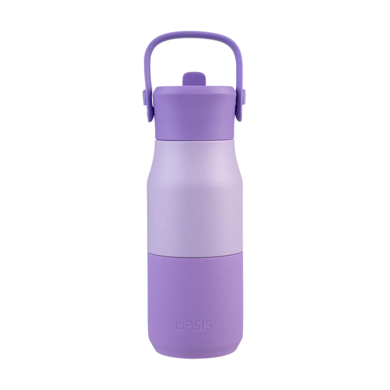 Oasis Junior Insulated Sipper Drink Bottle 400ml Lilac - Double Wall Stainless Steel Kids Thermos
