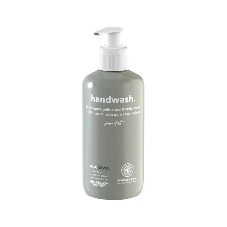 Euclove Natural Handwash Lemongrass, Palmarosa & Cedarwood 500ml – Australian Made Vegan Hand Wash