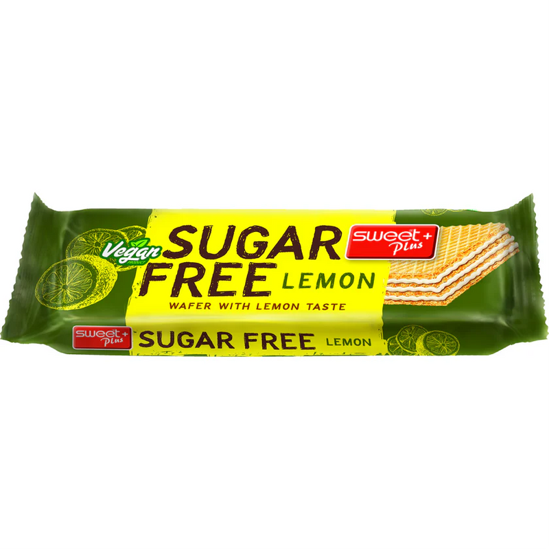 Sweet Plus Sugar Free Lemon Cream Wafers 24g – Crispy Lemon Filled Wafer Snack