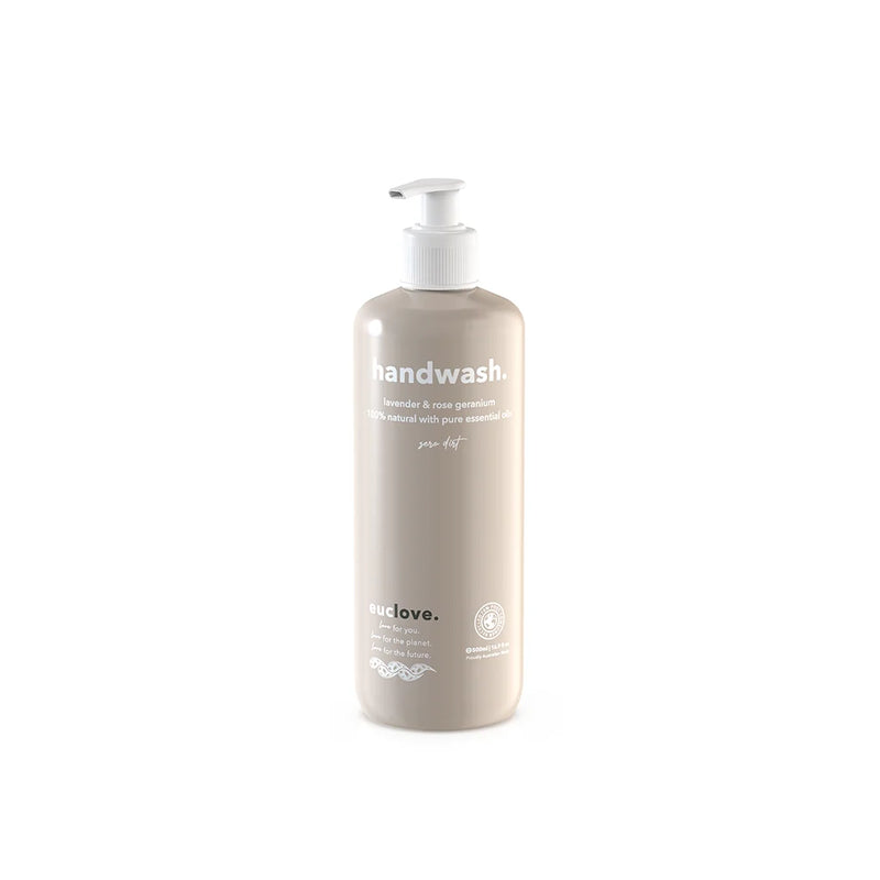 Euclove Handwash Lavender & Rose Geranium 500ml| Australian Made, Ethical Packaging, Vegan & Cruelty Free