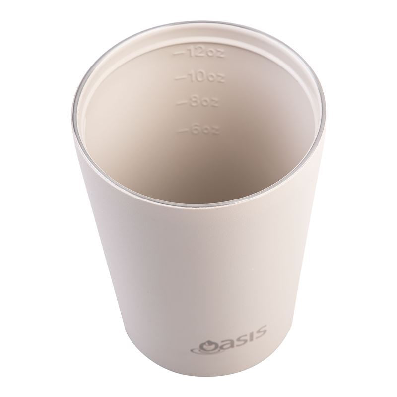 Oasis Ceramic Lined S/S D/Wall Insulated Coffee Cup Oat 360ml