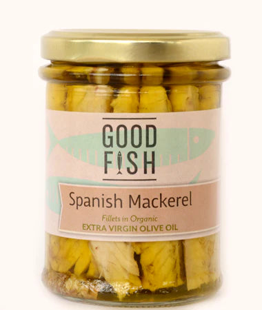 Olive Green Organics Good Fish Wild Mackerel Fillets 195g – In Organic Extra Virgin Olive Oil