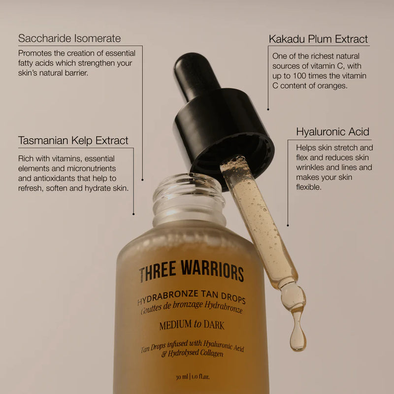 Three Warriors Hydrabronze Tan Drops Medium-Dark 30ml