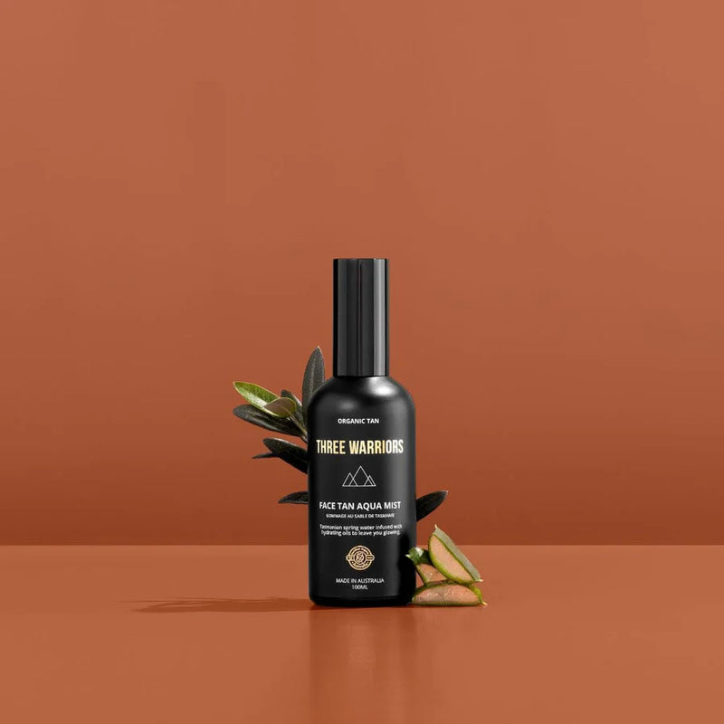 Three Warriors Face Tan Aqua Mist 100ml – Hydrating Facial Self-Tanning Mist for a Natural Glow