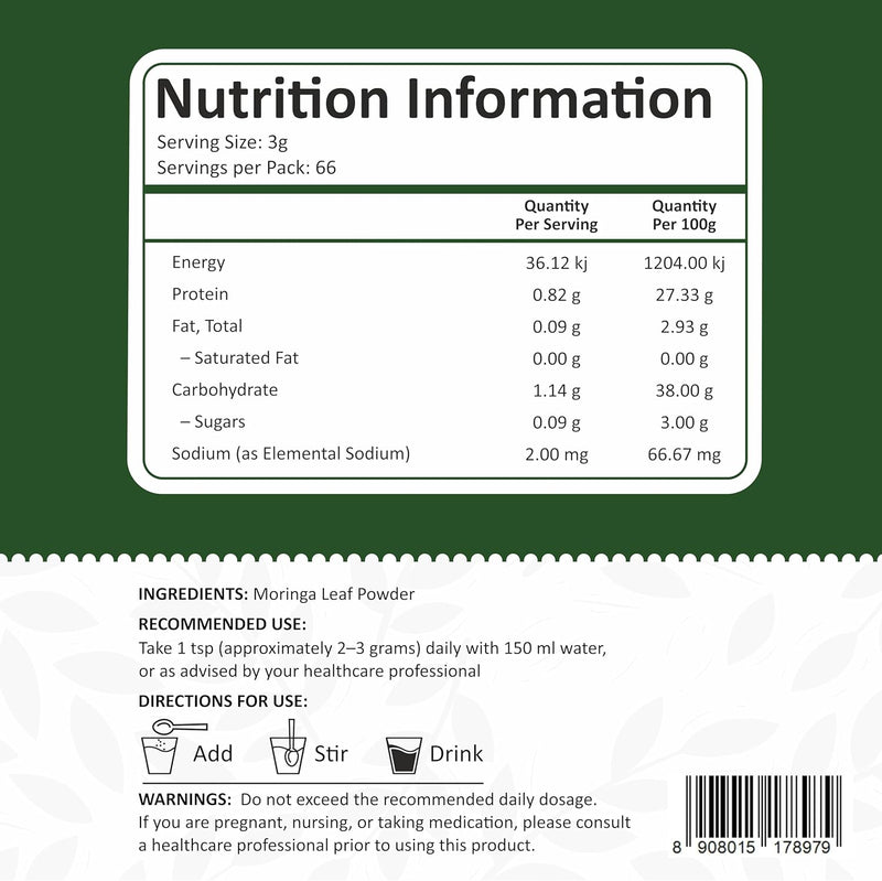 NutraHike Organic Moringa Leaf Powder 200g | 100% Pure & Natural | Rich in Antioxidants | Supports Immunity, Energy, Skin & Detox | Vegan & Chemical Free