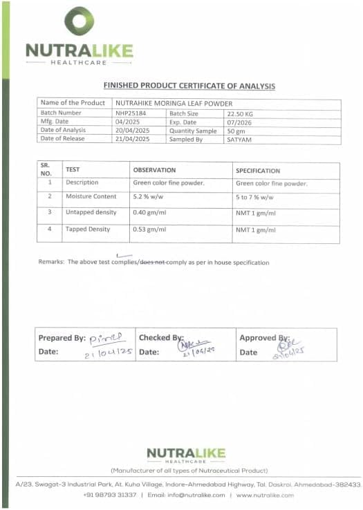 NutraHike Organic Moringa Leaf Powder 200g | 100% Pure & Natural | Rich in Antioxidants | Supports Immunity, Energy, Skin & Detox | Vegan & Chemical Free