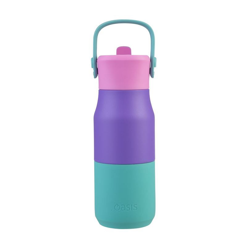 Oasis Junior Insulated Sipper Drink Bottle 400ml Mermaid Purple - Double Wall Stainless Steel Kids Thermos