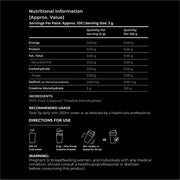 Creatine monohydrate nutritional information recommended usage