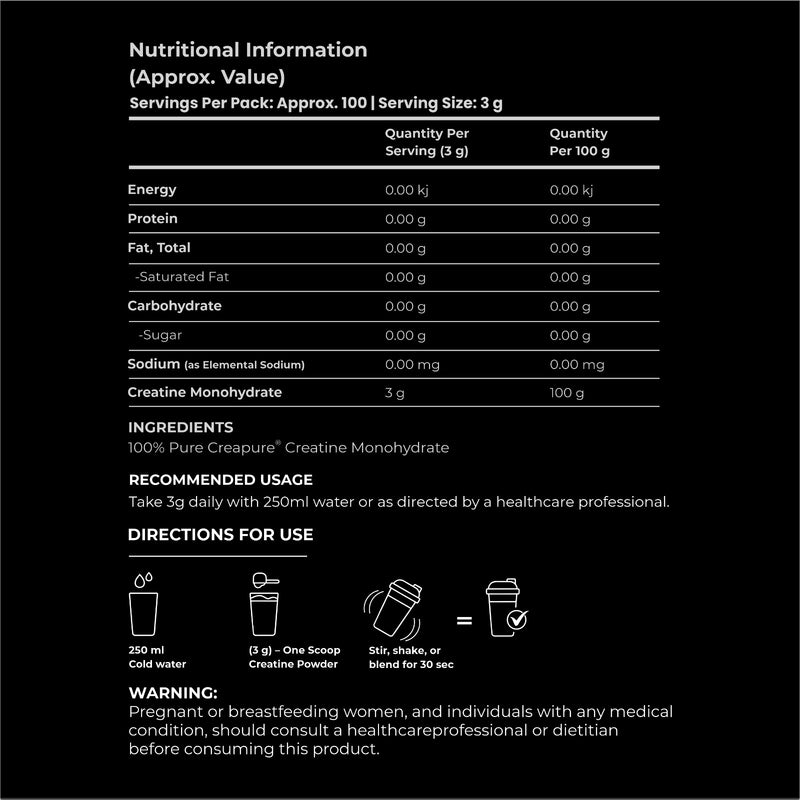 Creatine monohydrate nutritional information recommended usage