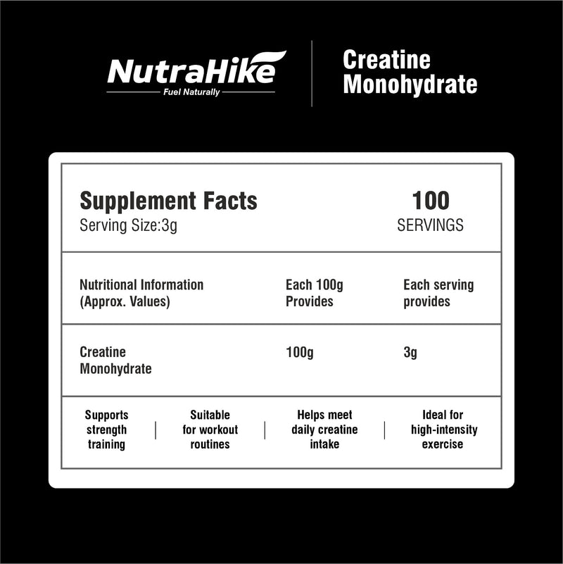 Creatine monohydrate supplement facts 3g serving 100 servings