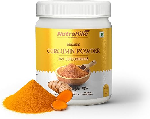 NutraHike Curcumin Powder 60g – 95% Curcuminoids Turmeric Extract with Black Pepper (Piperine), High Potency, 60 Servings