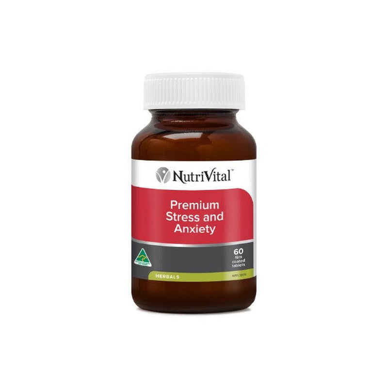 NutriVital Premium Stress and Anxiety 30 Tablets - Natural Herbal Supplement with Ashwagandha KSM-66, Rhodiola & Siberian Ginseng for Stress Relief, Energy Boost & Calm Mood