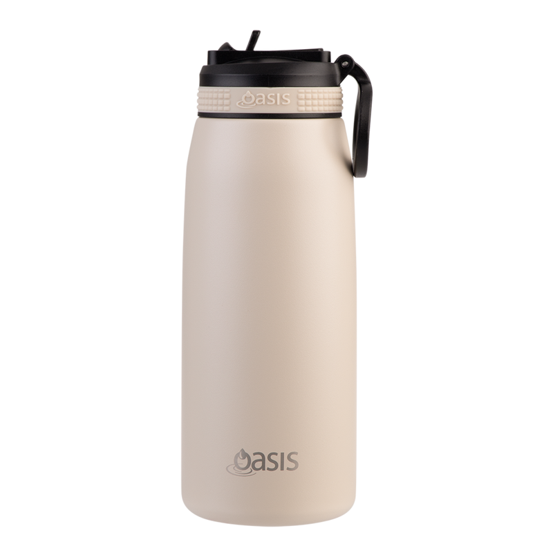 Oasis Stainless Steel Double Wall Insulated Sports Bottle 780ml – Oat | Large Capacity Vacuum Sports Drink Bottle