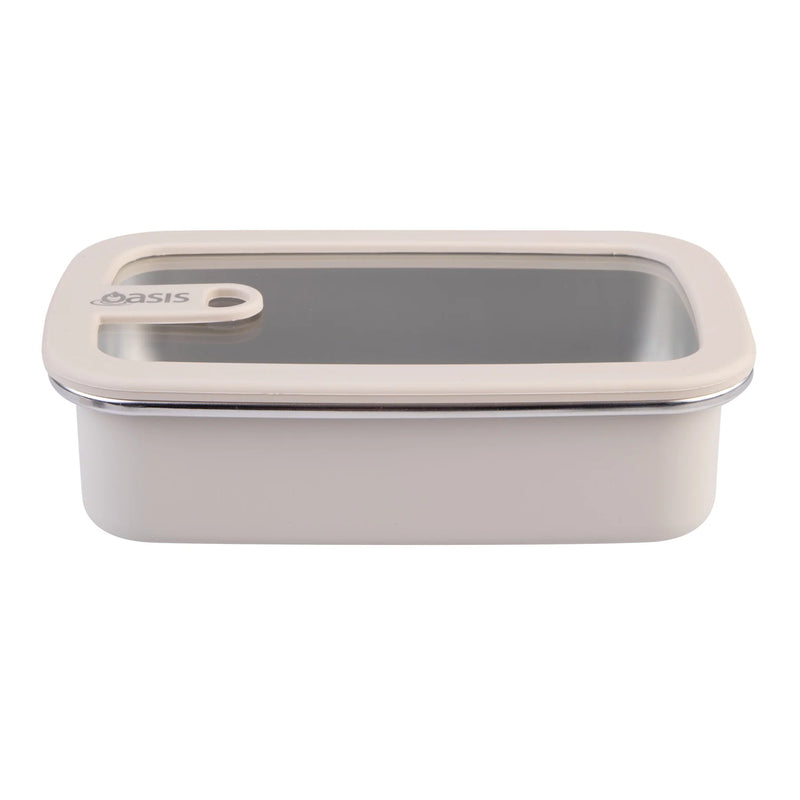 Oasis Microwave Safe Rectangular Stainless Steel Container 700ml - Oat