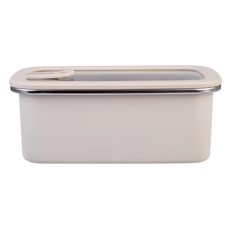 Oasis Microwave Safe Stainless Steel Container 1.1L Rectangle - Oat