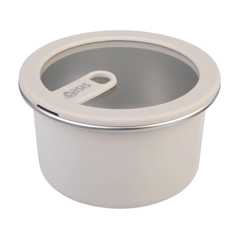 Oasis Microwave Safe Stainless Steel Round Container - Oat - 680ml