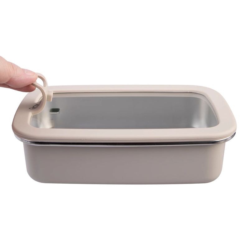 Oasis Microwave Safe Rectangular Stainless Steel Container 700ml - Oat